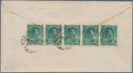 Venezuela: 1888, 5 Pieces Of 5 C. Tax Stamps (ESCUELAS) Used As Postage Stamps On Back Of A Cover Se - Venezuela