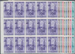 Venezuela: 1951, Coat Of Arms 'ZULIA‘ Airmail Stamps Complete Set Of Nine In Blocks Of 15 From Lower - Venezuela