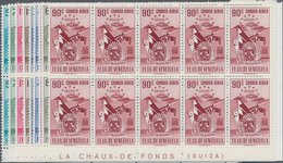 Venezuela: 1952, Coat Of Arms 'ARAGUA‘ Airmail Stamps Complete Set Of Nine In Blocks Of Ten From Low - Venezuela