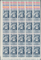 Venezuela: 1952, Coat Of Arms 'BOLIVAR‘ Normal Stamps Complete Set Of Seven In Blocks Of 20 From Low - Venezuela