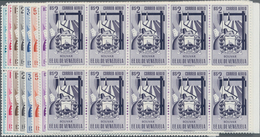 Venezuela: 1952, Coat Of Arms 'BOLIVAR‘ Airmail Stamps Complete Set Of Nine In Blocks Of Ten From Ri - Venezuela
