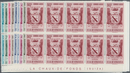 Venezuela: 1952, Coat Of Arms 'MIRANDA‘ Airmail Stamps Complete Set Of Nine In Blocks Of Ten From Lo - Venezuela
