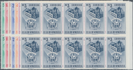 Venezuela: 1953, Coat Of Arms 'GUARICO‘ Normal Stamps Complete Set Of Seven In Blocks Of Ten From Ri - Venezuela