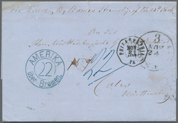 Transatlantikmail: 1860, Brief Von PHILADELPHIA über New York, Bremen, Frankfurt, Stuttgart Nach Cal - Sonstige - Europa