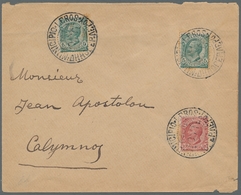 Ägäische Inseln: 1912, Italy Michel 88 (2) And 89 As Mixed Franking On Cover With Bilingual MUNCIPIO - Aegean