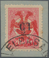 Albanien: 1913, 10 Pa On 20 Pa Rose With Ovp "eagle" In Red, With Variety Surcharge "10" INVERTED, U - Albanië