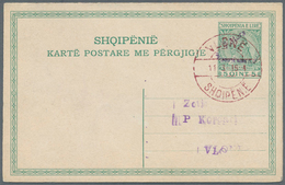 Albanien - Ganzsachen: 1914, "7.Mars" Handstamp On Complete Double Cards 5q. + 5q. Green And On 10q. - Albania