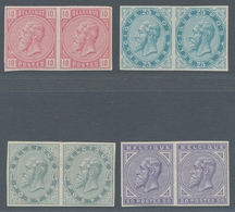 Belgien: 1883, 10, 20, 25 And 50 Centimes In Horizontal Imperforate Pairs Mounted Mint. Scarce Issue - Brieven En Documenten