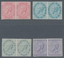 Belgien: 1883, 10, 20, 25 And 50 Centimes In Horizontal Imperforate Pairs Mounted Mint. Scarce Issue - Storia Postale