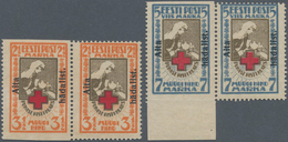 Estland: 1923, Welfare Issue 'Red Cross' 2½ M And 7 M With Overprint 'Aita Hädalist' In Vertical Min - Estland