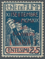 Fiume - Besetzung Der Carnaro-Inseln: 1920, "1 L. On 25 C. Blue", Mint Hinged, Very Fresh And Fine, - Fiume