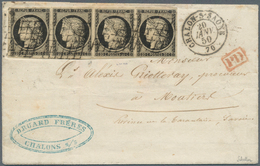 Frankreich: 1850: 20 C. Ceres Black, Horizontal Strip Of Four With Good Margins On Folded Letter Fro - Andere & Zonder Classificatie