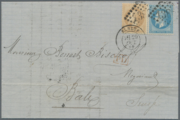 Frankreich: 1853/1869, Napoleon, Lot With 3 Covers, Comprising 2 X 40 C Orange On Entire Letter From - Sonstige & Ohne Zuordnung