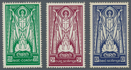 Irland: 1937, St. Patrick Definitives Complete Set Of Three, Mint Hinged And Pencil Cat. Numbers On - Brieven En Documenten