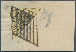 Italien - Altitalienische Staaten: Kirchenstaat: 1855, 4 Baj Black On Yellow, Diagonally Bisected On - Stato Pontificio