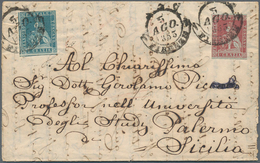 Italien - Altitalienische Staaten: Toscana: 1851, 1 Cr Carmine On Grey And 2 Cr Blue On Grey, Each S - Tuscany