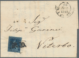 Italien - Altitalienische Staaten: Toscana: 1851, 6 Cr Indigo On Blue, Slightly Touched To Full Marg - Toskana