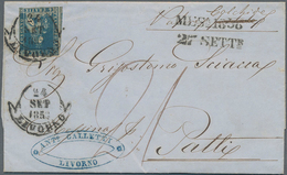 Italien - Altitalienische Staaten: Toscana: 1857, 6 Cr Blue, Two Full Margins, Bottom And Right Side - Toskana