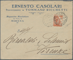 Italien: 1918. 20 C Orange Michetti With Extraordinary Natural Fold On Letter From Modena To Florenc - Unclassified