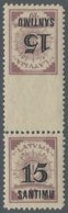 Lettland: 1927, "15 S. On 40 Cap. As Tête-bêche Gutter Pair", Unused From Undivided Printed Sheet Wi - Lettonia