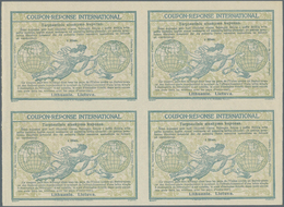 Litauen - Ganzsachen: Design "Madrid" 1920 International Reply Coupon As Block Of Four 1 Litas Lietu - Litouwen