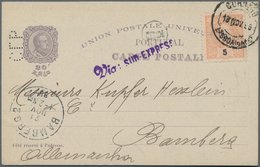 Portugal - Ganzsachen: 1898, 20 R Violet "Vasco Da Gama" Postal Stationery Card With Perfin "C F P" - Postwaardestukken