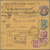 Russland: 1909/13 Accompanying Cards For Five Parcels All Sent From Moscow To Poland (Vengrov, Vloda - Storia Postale