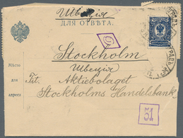 Russland - Ganzsachen: 1908, "10 Kop. Black Blue", In Additional Franking On Postal Stationery Lette - Entiers Postaux