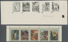 Sowjetunion: 1969 'Fairy Tale' Set Of Five As Imperforated Progressive Proof In Black, Se-tenant Bot - Otros & Sin Clasificación