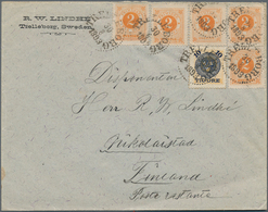 Schweden: 1893 Cover From Trelleborg To Nikolaistad Via Åbo, Franked By 1889 Provisional 10 øre Yell - Sonstige & Ohne Zuordnung