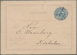 Schweden - Ganzsachen: 1872 Postal Stationery Card 12 øre Blue Used To Tidaholm And Posted On Railwa - Postwaardestukken