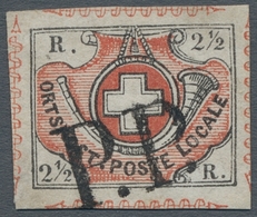 Schweiz: 1850, 2 1/2 Rp Winterthur, Allseitig Breite Ränder Mit Vollständigen Trennornamenten Auf Al - Used Stamps