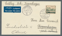 Schweiz: 1936-1954, Vier Besondres Saubere Flugpost-Belege Mit Drei Erst-/Eröffnungsflügen Und Einem - Used Stamps