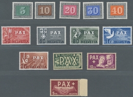 Schweiz: 1945, PAX-Satz 13 Werte Komplett In Tadelloser Postfrischer Erhaltung. Die 5 Franken Ist Vo - Oblitérés