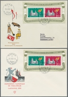 Schweiz: 1955, "NABA"-Block Dreimal Auf 3 Tadellos Erhaltenen Schmuck-FDC-Umschlägen Mit Allen 3 Ver - Used Stamps
