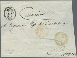 Spanien - Vorphilatelie: 1845, Cover From MADRID To Burgos With Coat Of Arms In Black. Stamped With - ...-1850 Préphilatélie