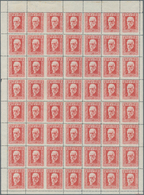 Spanien: 1931, 30 Cts. Red Whole Sheet Of Fifty-six Postage Stamps POST FORGERY Type II ÷ 1931, 30 C - Cartas & Documentos