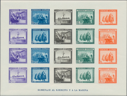 Spanien: 1938, Army And Navy Perforated And IMPERFORATED Miniature Sheets Numbered On Reverse, Mint - Covers & Documents