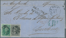 Spanien - Besonderheiten: 1866, Letter From USA With 10 C. Green And 12 C. Black (Scott 68,69) From - Autres & Non Classés