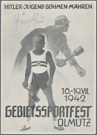 Ansichtskarten: Propaganda: 1942, Böhmen U. Mähren, HITLER-JUGEND - GEBIETSSPORTFEST OLMÜTZ 16.-19.V - Partiti Politici & Elezioni