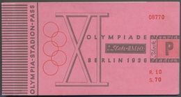 Thematik: Olympische Spiele / Olympic Games: 1936, Olympiastadionpass Bestehend Aus Kartonumschlag, - Andere & Zonder Classificatie