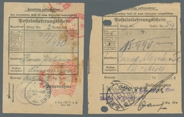 Flugpost Übersee: 1923, Partie Von Zehn Verschiedenen Posteinlieferungsscheinen Der Hochinflationsze - Altri & Non Classificati