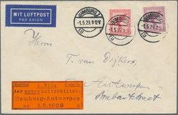 Flugpost Deutschland: 1929, Luftpostbrief Vom "1. Flug Der Neuen Luftpostlinie Hamburg-Antwerpen Am - Airmail & Zeppelin