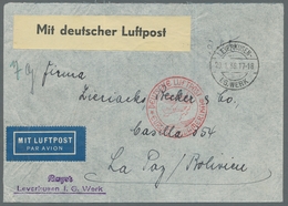 Flugpost Deutschland: 1936-1937, Zwei Interessante Firmen-Luftpostbriefe Gestempelt "LEVERKUSEN I.G. - Airmail & Zeppelin