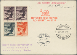 Zeppelinpost Europa: 1933, Italienfahrt, Österreichische Post Bis Livorno, Karte Mit Bunter Flugpost - Andere-Europa