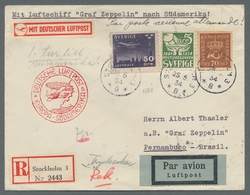 Zeppelinpost Europa: 1934 - 1. SAF, Zuleitung Schweden Auf R-Brief Zum Anschlussflug Berlin Mit Best - Sonstige - Europa