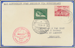 Zeppelinpost Europa: 1938, Sudetenland Trip, Belgian Mail, Card From "BRUXELLES 28.11.38" Bearing 1f - Otros - Europa