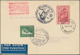 Zeppelinpost Europa: 1939, Trip To Würzburg, Belgian Mail, Card From "BRUXELLES 4.8.39" Bearing 1fr. - Otros - Europa