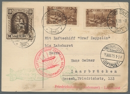 Zeppelinpost Deutschland: 1929 - Weltrundfahrt/Etappe F.-hafen-Lakehurst, Zuleitung Saar Auf Karte M - Correo Aéreo & Zeppelin