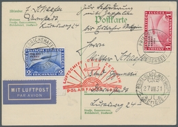 Zeppelinpost Deutschland: 1931 - Polarfahrt, Mit 1 Und 2 RM Polarfahrt Frankierte Karte Mit Aufliefe - Airmail & Zeppelin